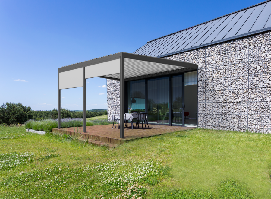 Külső árnyékoló zip screen modern homlokzaton